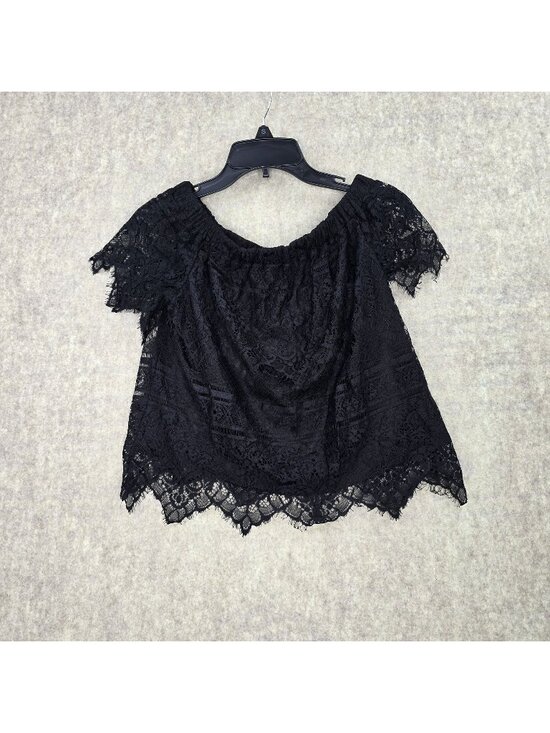 Rue21 Tops - Rue21 Womens Off-The-Shoulder Black Lace Blouse Medium Fully Lined Scalloped Hem